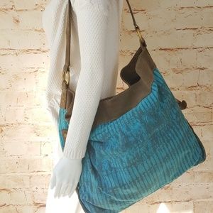 Lucky Brand Vintage inspired Suede and canvas bag